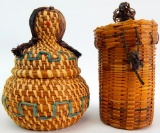 Set of 2 : Woven Miniature Lidded Baskets