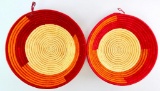 Lot of 2 : Vibrantly Colored Coiled Woven Baskets