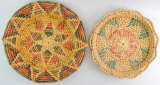 Set of 2 : Tri-color Coiled Grass Woven Trays