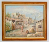 Village Scene - Oil on Canvas : D. Conway