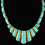 Sterling Silver & Turquoise Bezel Set Necklace