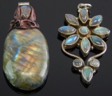 Lot of 2 : Sterling Silver and Labradorite Pendants