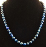 Lapis Beaded Necklace w/ 14k Clasp