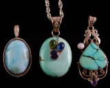 Turquoise Pendant and Sterling Silver Necklace Lot