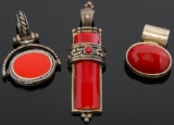 Lot of Sterling Silver and Coral Pendants