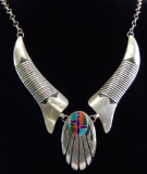 Navajo Sterling Silver Necklace with Inlay Stone