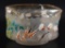 Antique Frosted Glass Enamel Painted Bowl with Floral Design