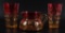 Group of 3 Amberina Coin Dot Creamer and 2 Tumblers