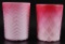 Group of 2 Antique Pink Cased Glass Tumblers
