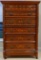 Antique Side Locking Walnut Chest of Drawers with Burled Walnut Panels