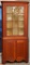 Antique Glass Front Pine Corner Cabinet