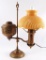 Antique Brass Oil Lamp with Yellow Case Glass Shade