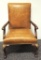 Antique Leather Chair with Floral Design