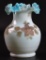 Mt Washington Ruffled Edge Coralene Textured Design Glass Vase