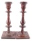 Pair of Antique Turned Wood Candle Sticks