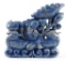 Vintage Carved Lapis Oriental Statue with Fish, Flowers, and Birds