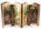 Vintage Gilded 4-Panel Partition with Park Scene