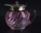 Victorian Patterned Cranberry Swirl Glass Syrup Pitcher