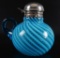 Antique Cobalt Blue Opalescent Swirl Syrup Pitcher