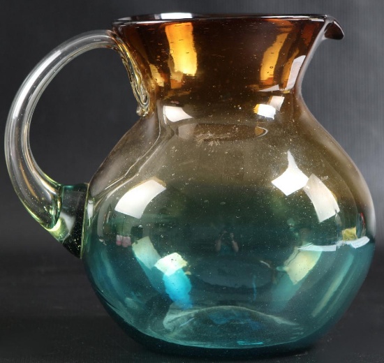 Vintage Bluerina Glass Pitcher - Hand-blown