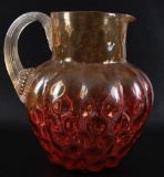 Antique Reverse Amberina Coin Dot and Melon Model Pitcher