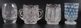 Group of 4 : Antique Clear Glass Toothpick Holders