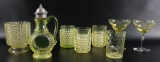 Group of 8 : Vaseline Glass Items