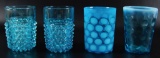 Group of 4 : Antique Blue Glass Tumblers