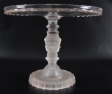 Antique Early American Pressed Glass 3 Faces Cake Plate