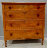 Antique Tiger Maple 4 Drawer Dresser