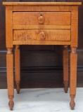 Antique Tiger Maple Two-Drawer Night Stand