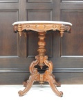Victorian Walnut Marble Top Lamp Table