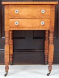 Antique Two-Drawer Tiger Maple End Table