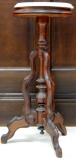 Antique Walnut Marble Topped Plant Stand
