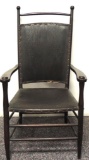 Antique Leather and Wood Chair