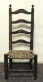 Antique Child's Ladder Back Chair with Woven Seat