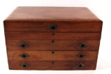 Antique Walnut Four-Drawer Fitted Silverware Box with Lining