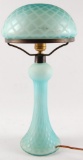 Antique Blue Satin Cased Glass Lamp