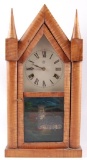 Antique Waterbury Steeple Mantle Clock with Reverse Painted Glass