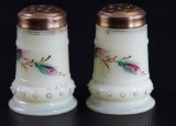 Vintage Opalescent Painted Glass Salt and Pepper Shakers