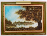 Textured Bayou Landscape : Framed Original Oil Painting on Canvas by 