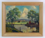 Country Scene : Framed Original Oil on Canvas by Lillian Doyle