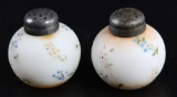 Mt Washington Painted White Opaque Satin Glass Salt and Pepper Shakers