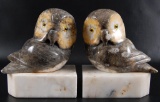 Antique Pair of Marble Owl Bookends