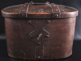 Antique Oval Scandinavian Trunk with Lock and Key