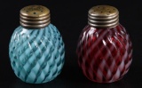 Vintage Spiral Swirled Ribbed Glass Salt and Pepper Shakers