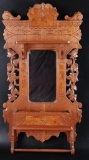 Antique Walnut Wall Mirror with Pocket and Hanging Rack