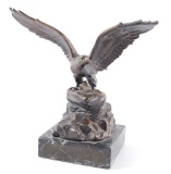 Vintage Brass Eagle Statue with Marble Base