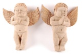 Pair of 2 : Carved Praying Angel Figures