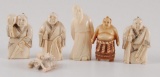 Group of 6 : Netsuke, Oriental Carved Bone Figures